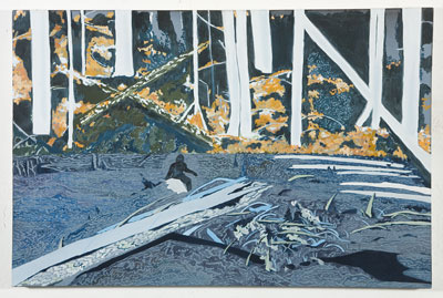  Anne Hendrick: Bigfoot country (after Roger Patterson), 2009, mixed media on canvas, 60 x 80cm; courtesy the artist.